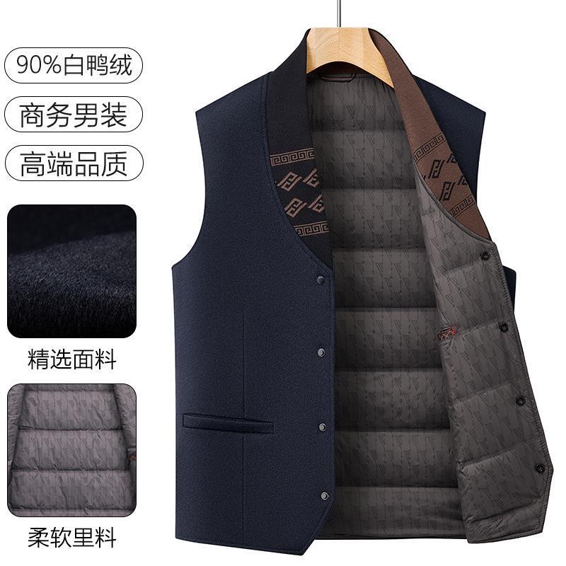 High-End Men's Woolen Vest, New Autumn and Winter Fashion Casual down Vest, Sleeveless Waistcoat Jacket