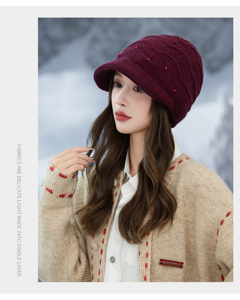 Damen-Bucket-Jacke im koreanischen Stil, vielseitig, perlenbesetzt, dick gestrickt, Herbst-Winter-Mode, lässig, winddicht, warm, hochwertig_voghion.com