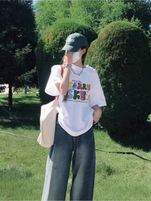 ピュアコットン半袖Tシャツレディース2025年夏新作ブラックルーズスリム半袖インナーレイヤリングシャツTシャツトップ|undefined