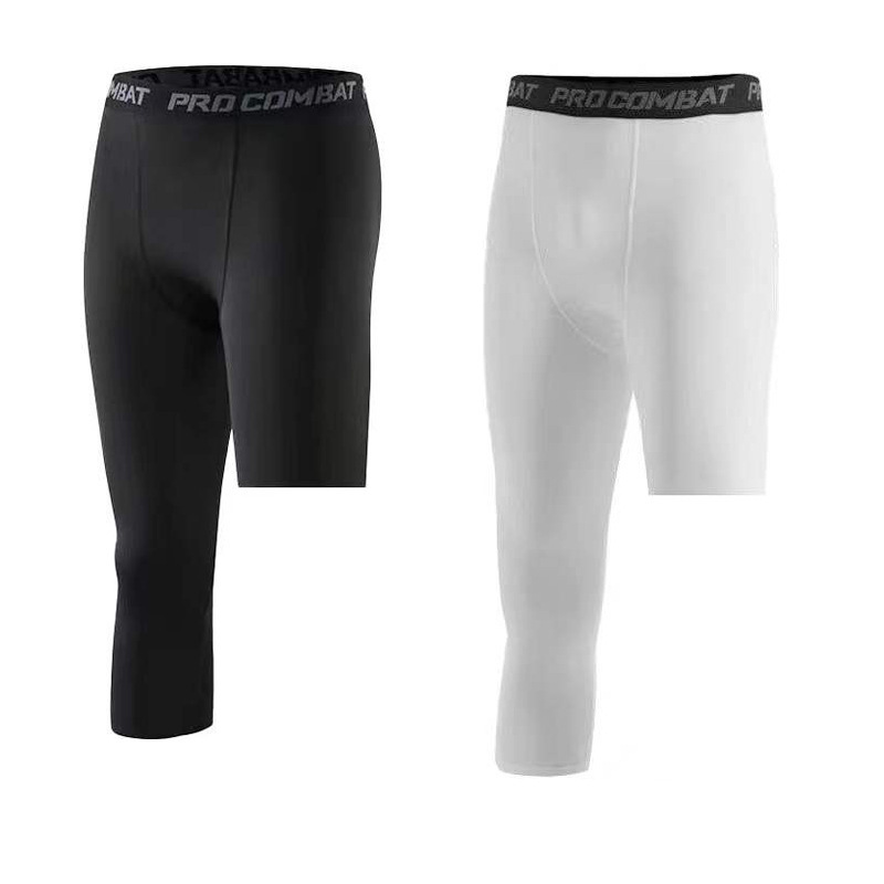 Fitness Basketball Single Leg Leggings Men's Cropped Long and Short Legs Track and Field Elastic Quick-drying Running Training Sports Leggings