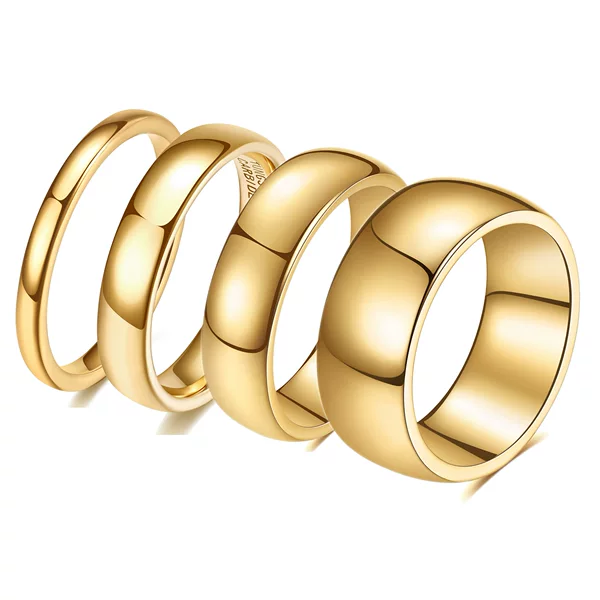 European and American Cross-Border New Style 2 4 6 8mm Smooth Plain Tungsten Steel 18K Gold Couple Rings Wholesale Hot-Selling for Women