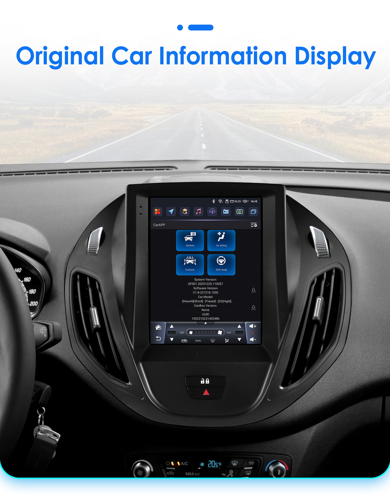 Suitable for 13-21 Models of Ford Tourneo, Vertical Screen Android 9.7inch Car Gps Navigation