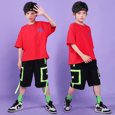 2022 summer new pattern men and women children Hip hop stage show Easy printing Short sleeved Two piece set