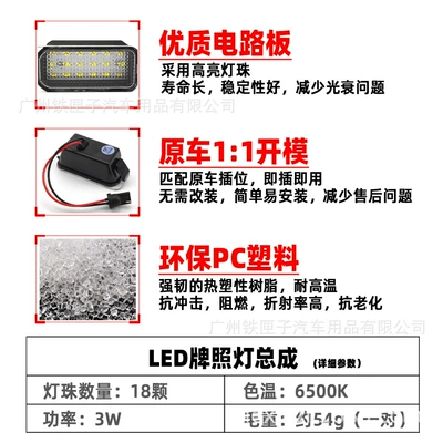 Suitable for Jaguar LED License plate lamp