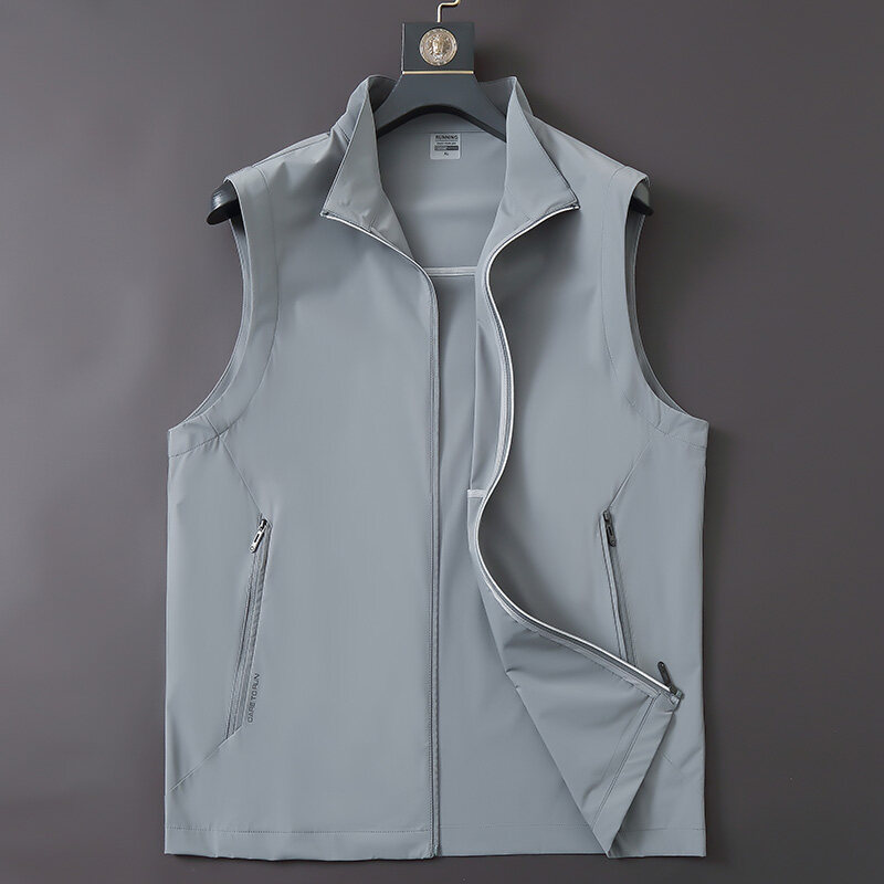 2026 Spring/Summer New Luxury Business Casual Stand Collar Men's Vest Jacket Nylon Plus Size Cross-Border Wholesale 2026 Spring/Summer New Luxury Business Casual Stand Collar Men's Vest Jacket Nylon Plus Size Cross-Border Wholesale