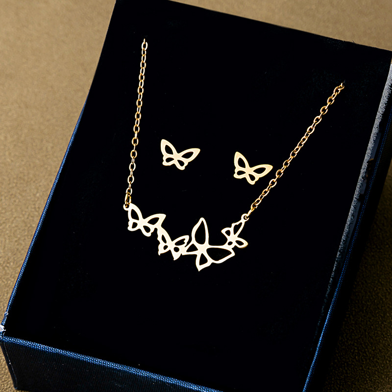 Fashion Cross Leaves Eye Stainless Steel Plating Jewelry Set 2 Pieces