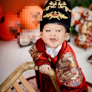 One Year Old Dress Men's Treasure Spring and Autumn Chinese Style Boys' Baby Catch Zhou Tang Suit New Year's Service Year of the Dragon Ming Style Hanfu Dragon Robe