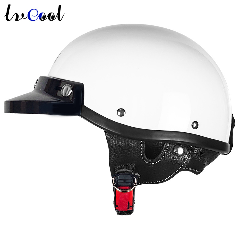 Casco de motocicleta Casco retro medio casco de estilo japonés certificado 3c para hombres y mujeres, coche eléctrico de verano y otoño, casco de pala, hebilla rápida