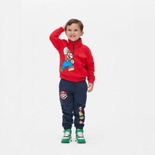 外贸出口儿童卡通欧美中小童薄绒卫衣套2025男女童圆领两件套