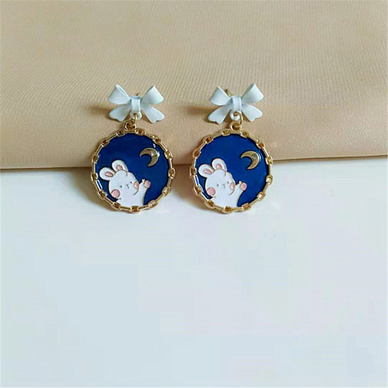 Fashion Rabbit Cat Alloy Enamel Women's Drop Earrings 1 Pair display picture 5