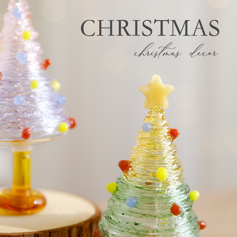 Nuevo Amazon cepillo de vidrio árbol de Navidad escenario de Navidad mini árbol de Navidad decoración adornos al por mayor