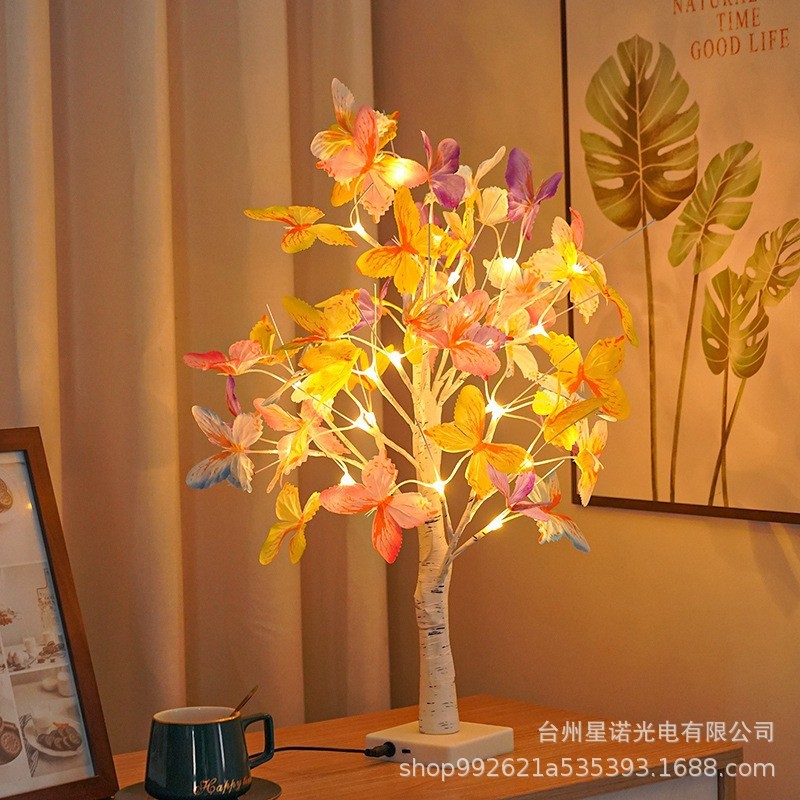 跨境LED白桦树彩色蝴蝶南瓜蝙蝠树灯万圣节造型灯装饰厂家直供|undefined