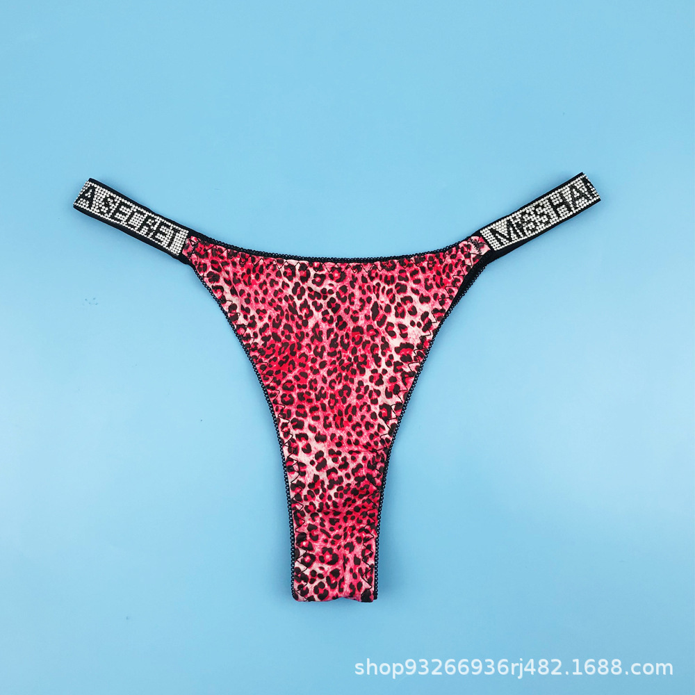 Ropa interior antibacteriana rusa con diamantes de imitación, bragas de talla grande, tanga sexy de cintura baja que levanta la cadera, antibacteriana y transpirable