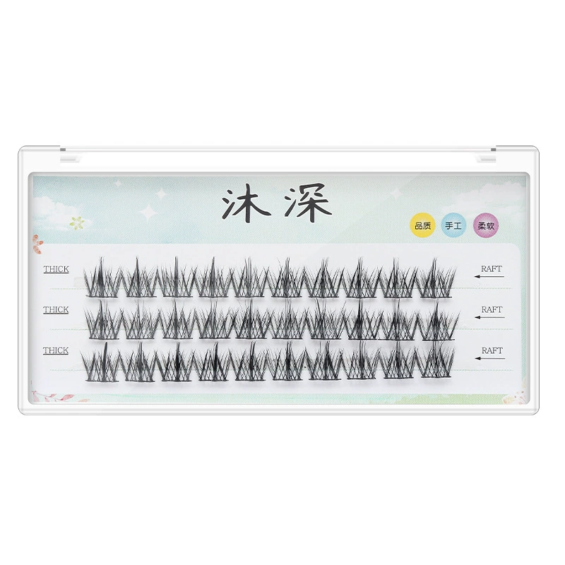 False Eyelash Cluster Kit, handheld styles 3–5 rows with small glue, multiple designs
