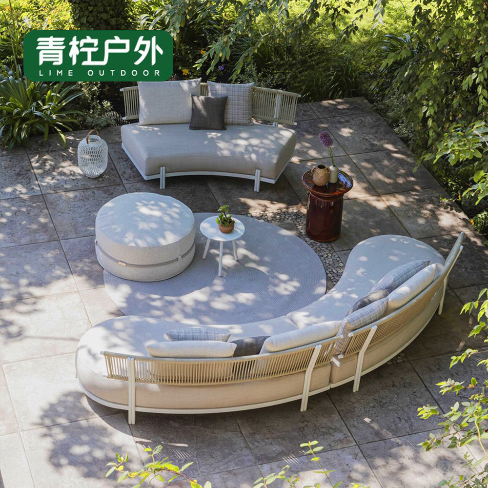 Sofá al aire libre Rattan tejido jardín a prueba de lluvia a prueba de sol muebles de ocio al aire libre balcón al aire libre diseñador curvo Silla de ratán