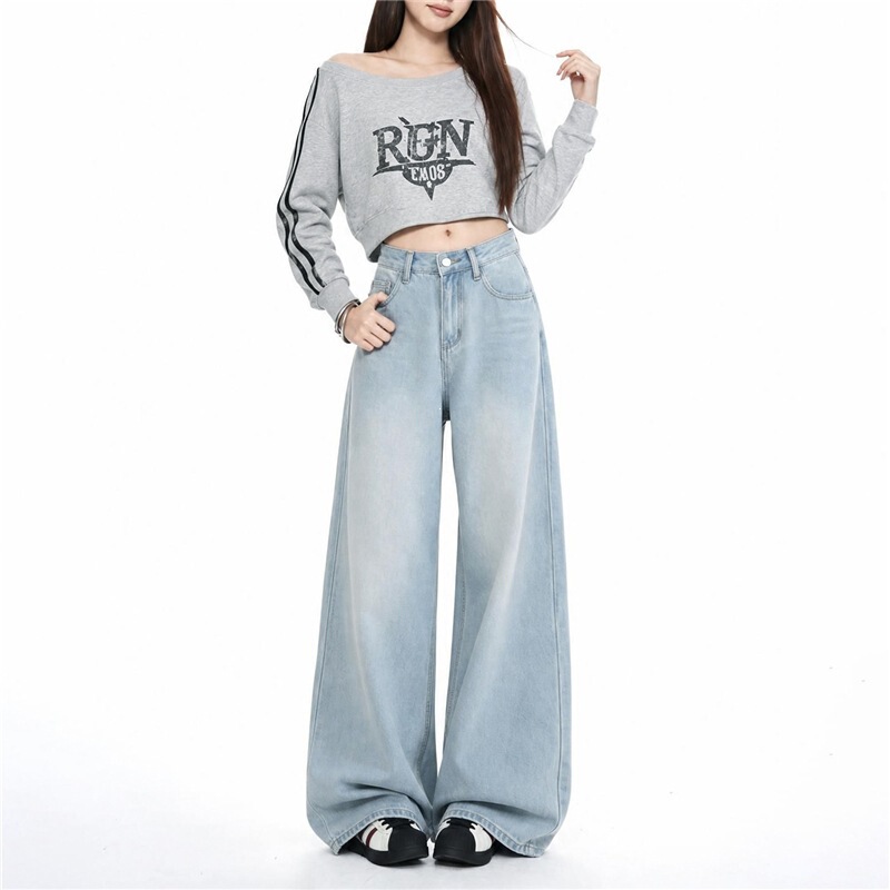 Early autumn ultra-soft loose wide-leg soft denim straight-leg comfortable jeans, slimming and smooth wide-leg design Early autumn ultra-soft loose wide-leg soft denim straight-leg comfortable jeans, slimming and smooth wide-leg design