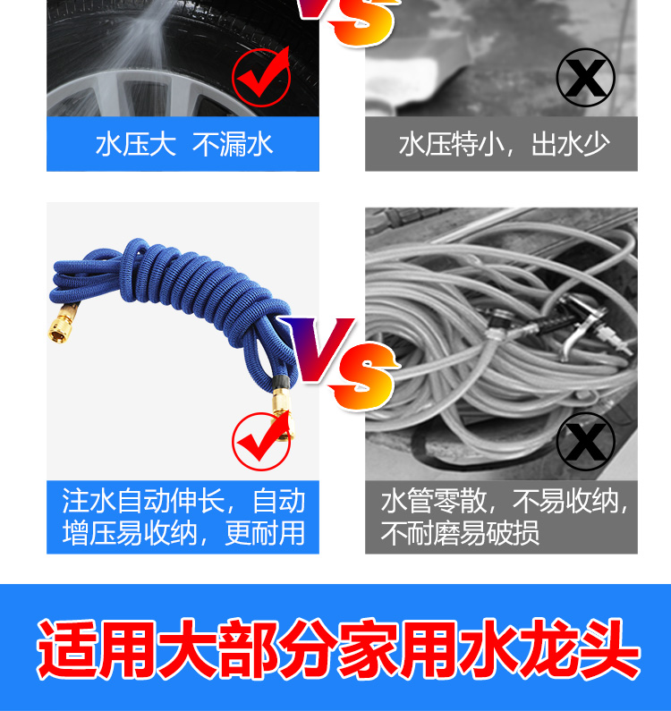 High-pressure car wash water gun, household water gun, retractable hose, car brush, nozzle, flower watering set