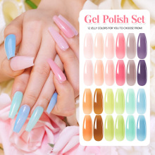 甲油胶gel polish裸色冰透 美甲套装胶透白 甲油色胶米黄跨境专供