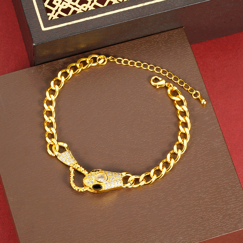 Brazalete de oro de arena de Vietnam cabeza de serpiente micro-incrustado retro zodiaco Yiwu acessorios chapados en oro fábrica directa joyas al por mayor
