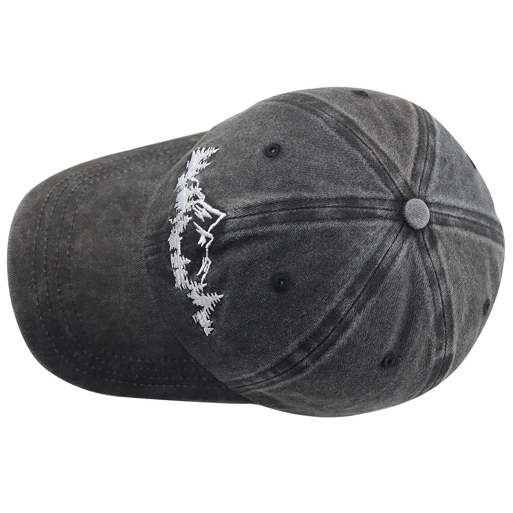 Holiday, Street Occasion Denim Material Men's Retro Mountain Solid Color Curved Eaves Baseball Cap