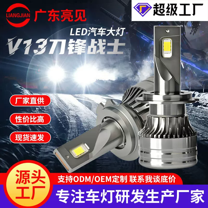 跨境刀锋款汽车LED前大灯工厂直销60W超亮聚光通用汽车灯泡改装批