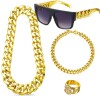 Necklace hip-hop style, glasses, ring, set, punk style, wholesale