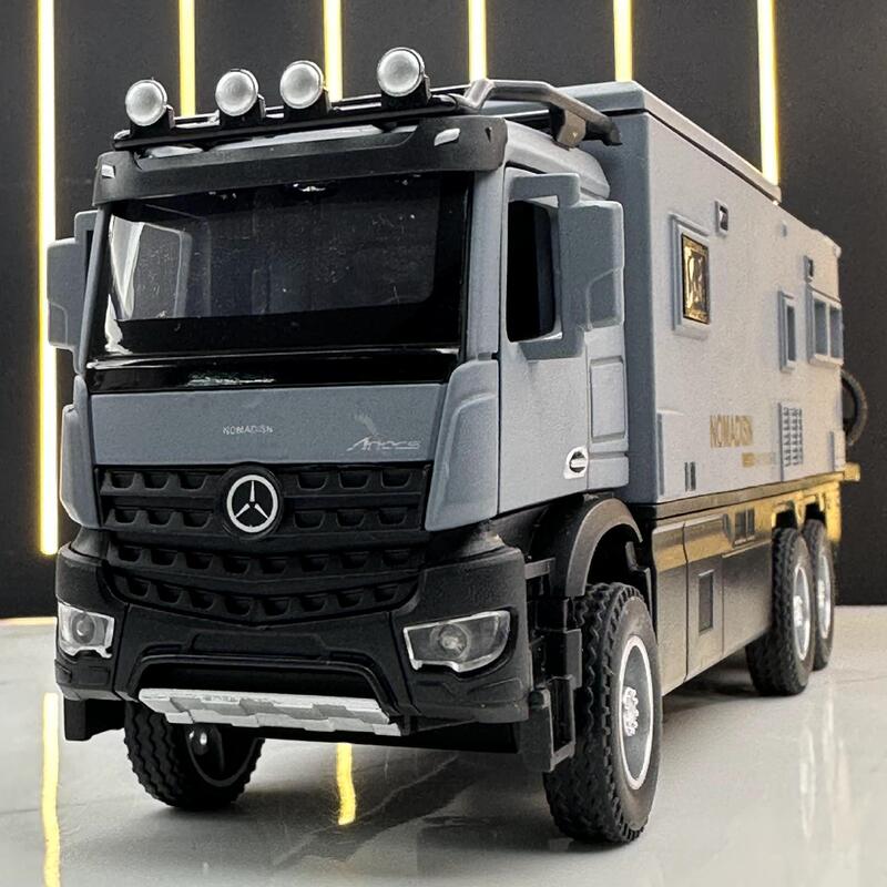 New Haodi 1:24 Daben Navigator Off-Road Rv with Sound and Light Pull-Back Toy Car Music Model Ornaments Collection