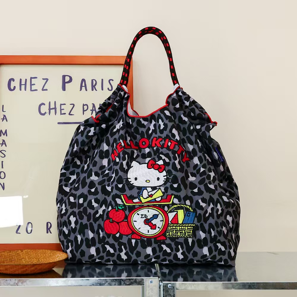 Leopard Print Embroidered Nylon Bag, Eco-Friendly Tote Bag, Large Capacity Waterproof Commuter Handbag, Fashionable Versatile Shoulder Bag for Women