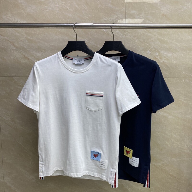 Tb Factory Only Summer Chinese Valentine's Day Limited New Pocket Striped Short-Sleeve Unisex Casual Comfortable T-Shirt