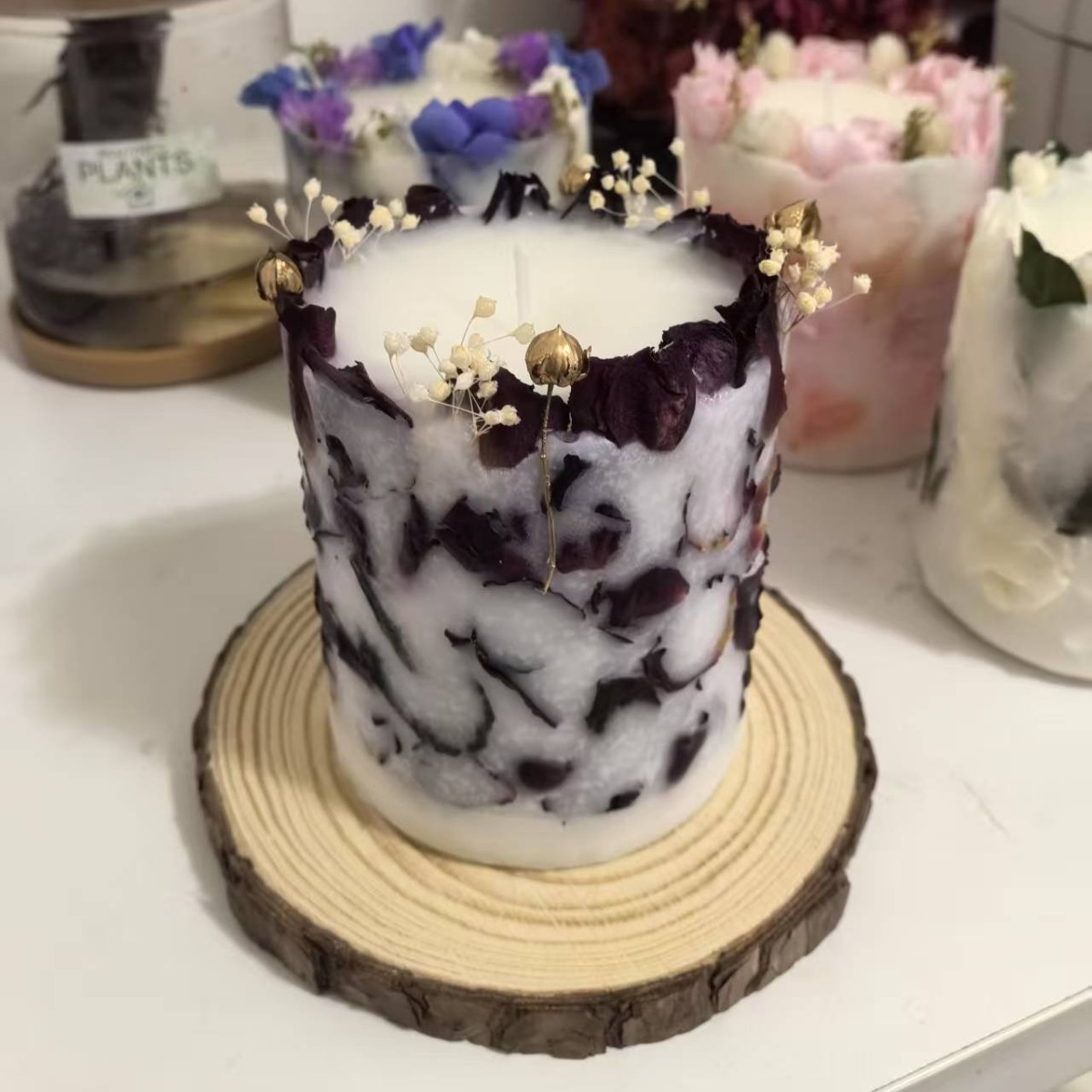 Flores de inmortalidad transfronterizas flores secas rosas de aroma vela floral vela de boda regalo de mano aroma del dormitorio real