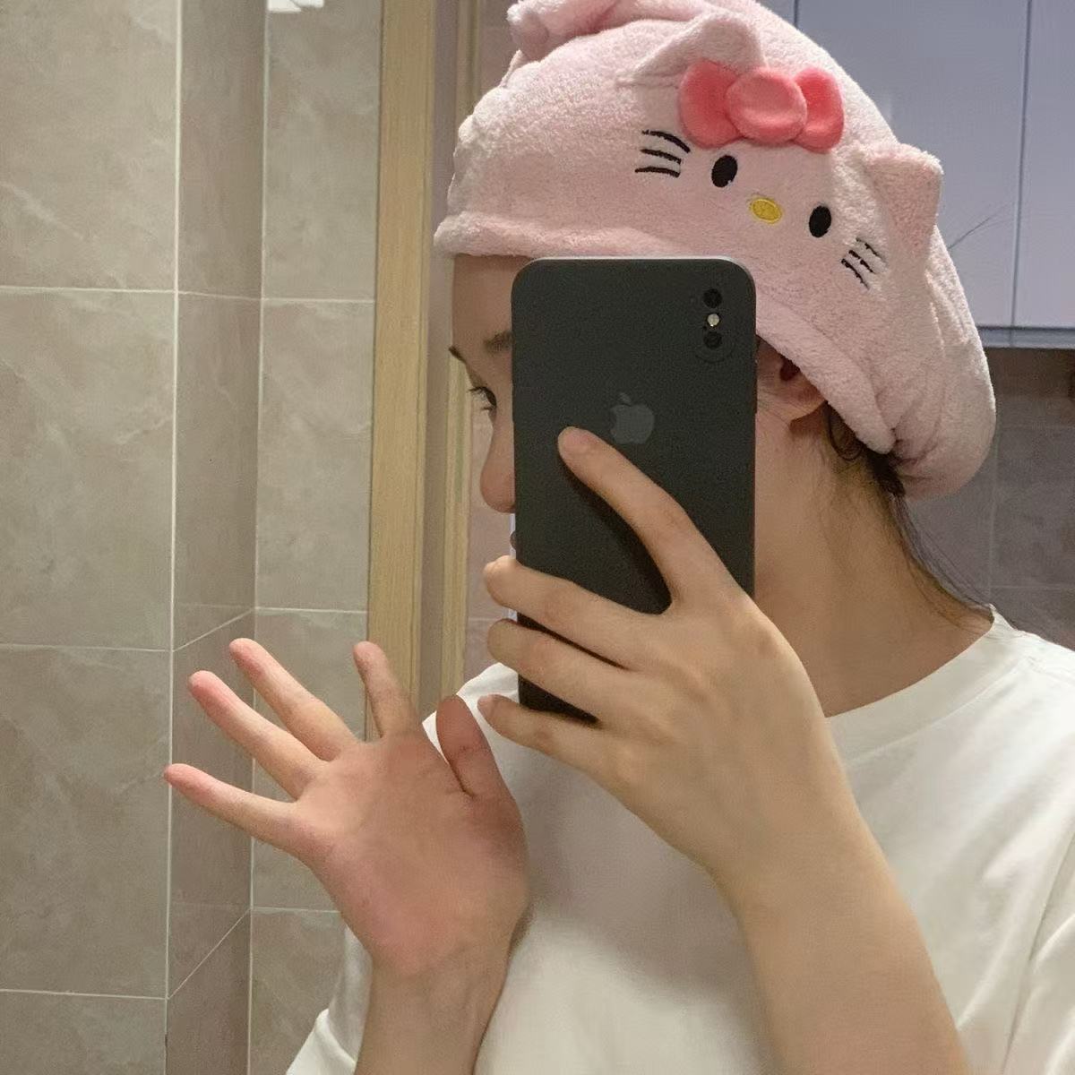 可爱凯蒂猫干发帽女ins珊瑚绒加厚吸水包头巾少女心干发巾不掉毛