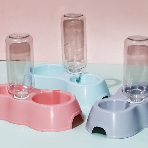 Manufacturer Direct Sales Protective Neck Cat Bowl Integrated Dual Bowl Anti-Toppling Dog Bowl Automatic Drinking and Feeding Dog Food Bowl Pet Bowl