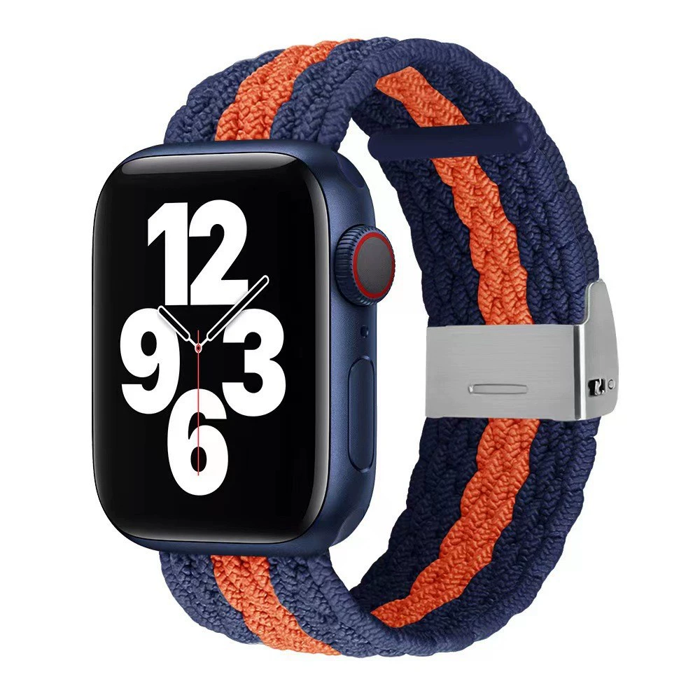 Совместимо с Apple Watch 5-6-7-8-9-10 поколения Snap-on нейлоновый плетёный ремешок iWatch S10 регулируемый браслет