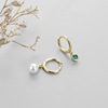Fresh elegant earrings, zirconium from pearl, simple and elegant design
