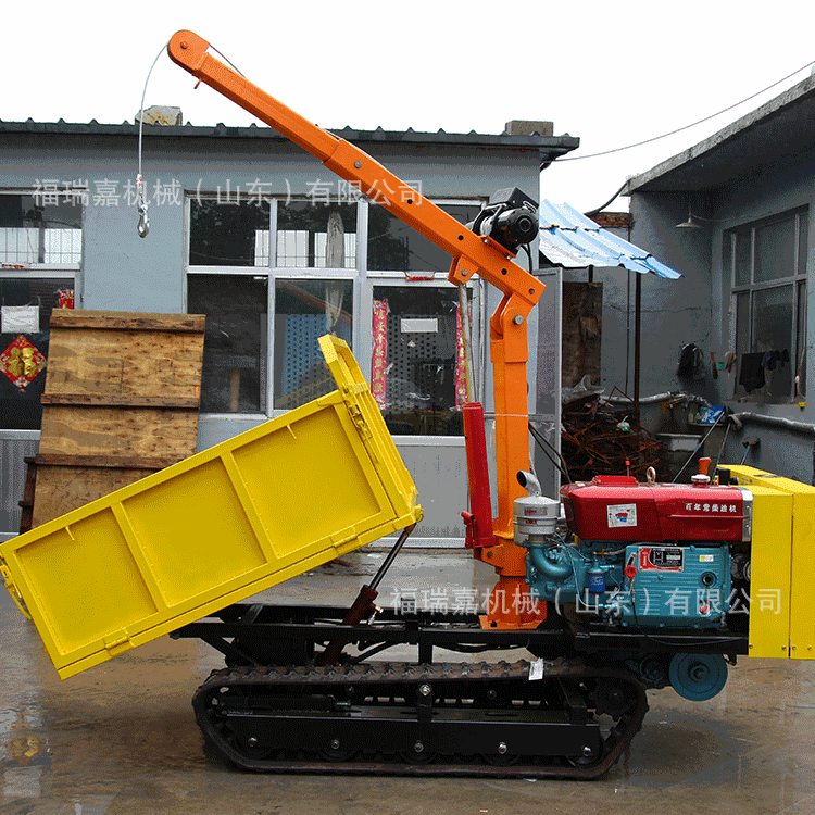 小型自卸翻斗运输车果园大棚履带运输车农用履带式液压随车吊