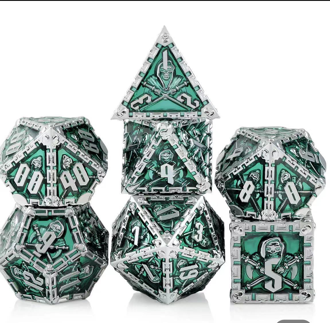 Dados de metal dnd dragón y mazmorras juego de mesa juego de dados sólidos trpg running ground poliedro cromado