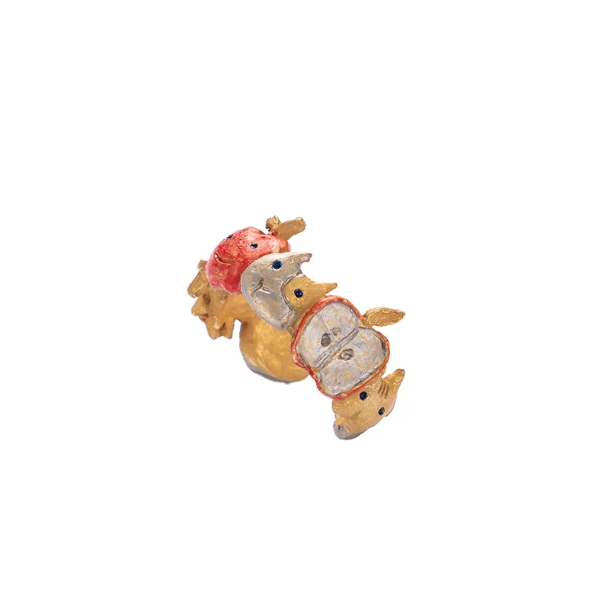 Cute Rabbit Flower Apple Copper Epoxy Open Ring display picture 2