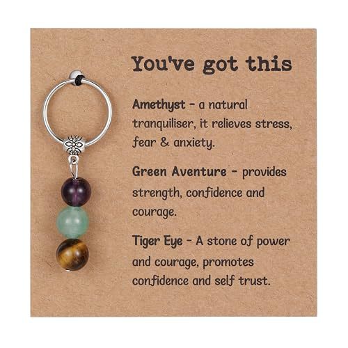 Amazon Hot Sale Stone Beaded Keychain Handmade Tiger Eye Sodalite Combination Stainless Steel Keychain
