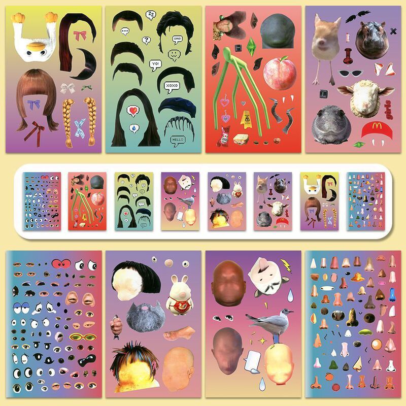 【Create the Ideal Shape】Creative meme collage of facial features, aesthetic accumulation for baby food, abstract stickers