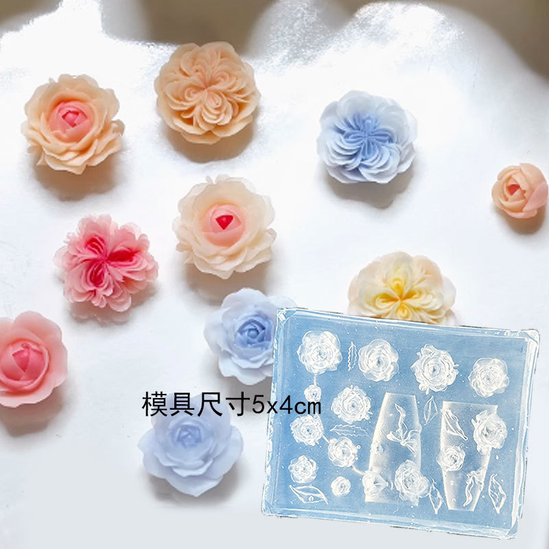 Molde de manicura amor arco en relieve flor ornamentos molde abrasivo alta permeabilidad estereoscópica DIY decoración molde de silicona