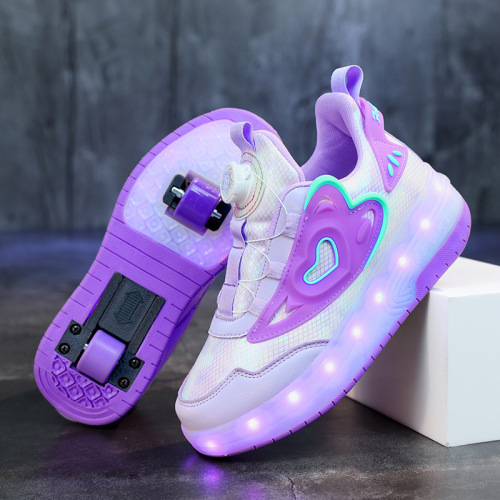 Children's Dual-Wheel Running Shoes with Flashing Lights, Skate Shoes for Girls and Boys, Sports Roller Skates for Students, New Trend Running Shoes