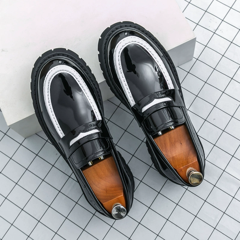 Осенние новые глянцевые черные повседневные кожаные туфли большого размера 46 на мягкой подошве, мужские туфли без шнуровки, универсальные лоферы