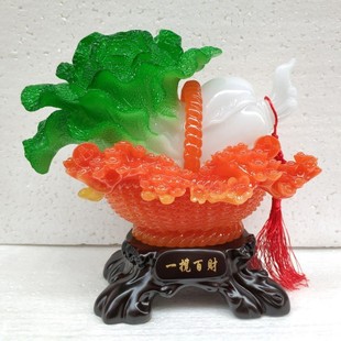 A Century of Wealth, Flower Basket, Wealth and Wishful Jade Cabbage, Resin Crafts Ornaments, Opening Home Decoration Gifts