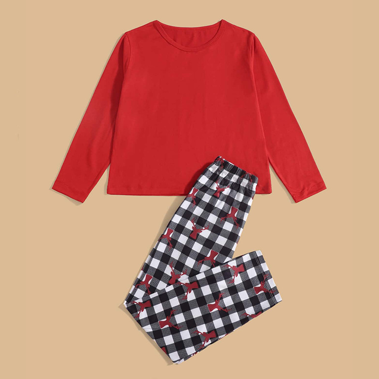 Navidad familia desgaste padre-niño desgaste Otoño e Invierno color sólido rayas satén seda artificial niños y niñas pijamas homewear traje