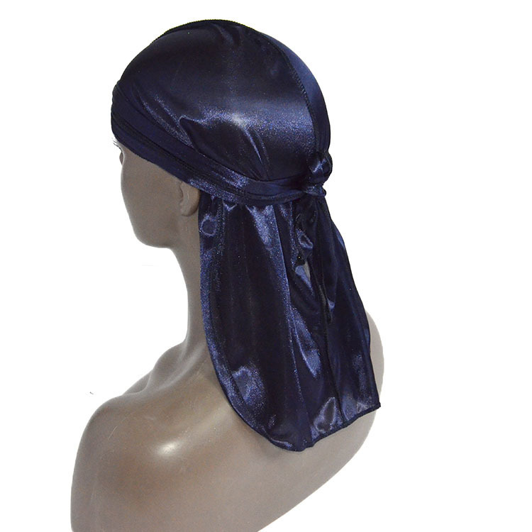 Amazon vende pañuelos elásticos en caliente, sombreros de baotou, sombreros piratas de seda, sombreros de cola larga hip hop silky durag