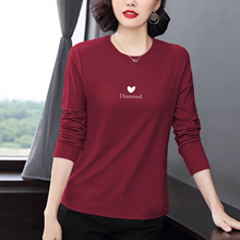 棉长袖t恤女2025新款秋衣外穿洋气大码上衣中老年人妈妈打底衫