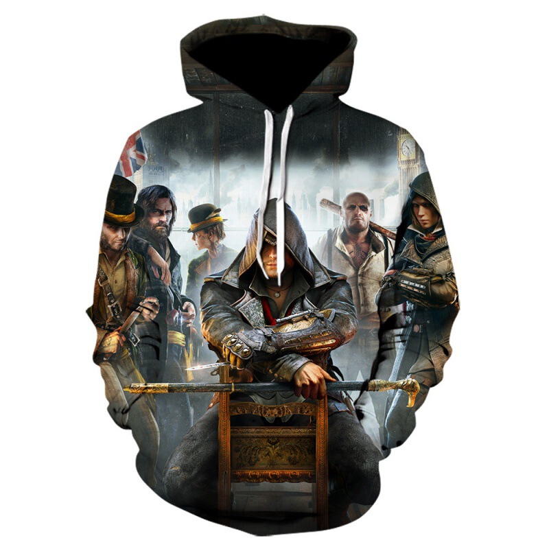 Foreign trade hot search new sweater Assassin's Creed 3d digital printing sweater street style cartoon coat hoodie