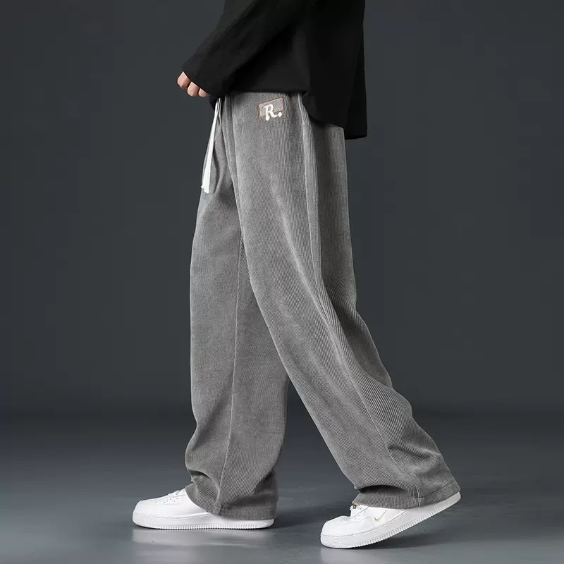 博澳绒裤子男春秋季新款直筒运动休闲长裤美式潮牌阔腿裤宽松卫裤