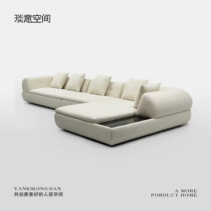 超级月亮意式极简绒布艺沙发别墅大平层客厅现代轻奢设计师款沙发