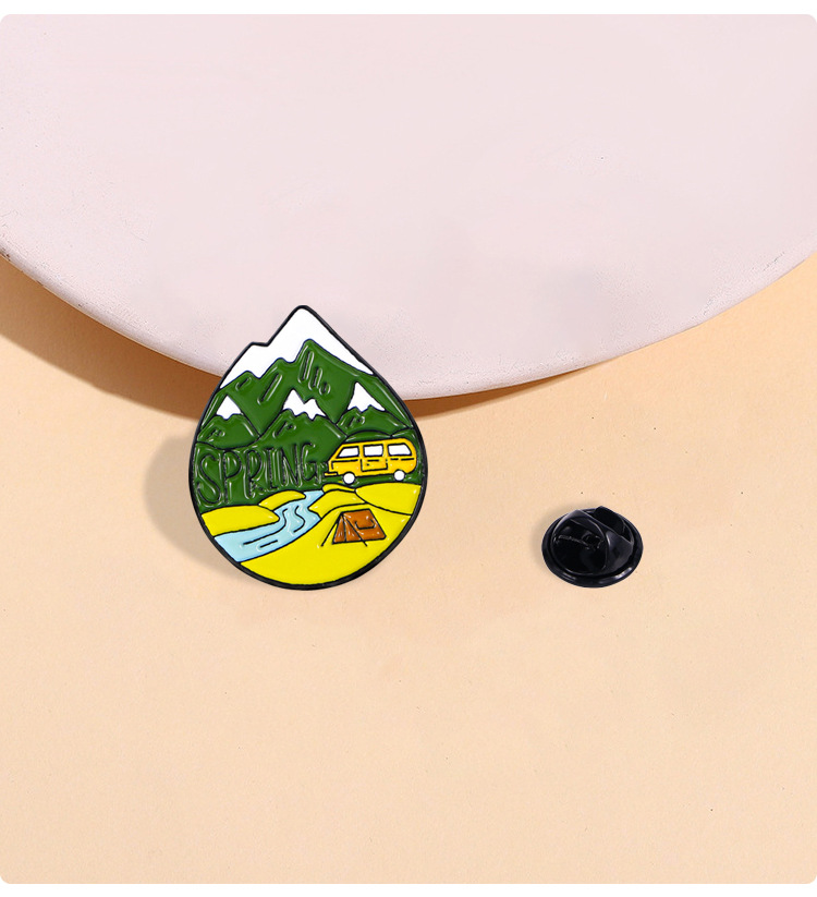 Letter, Landscape Pattern Cartoon Style Cute Pin Letter Landscape Alloy Enamel Unisex Brooches